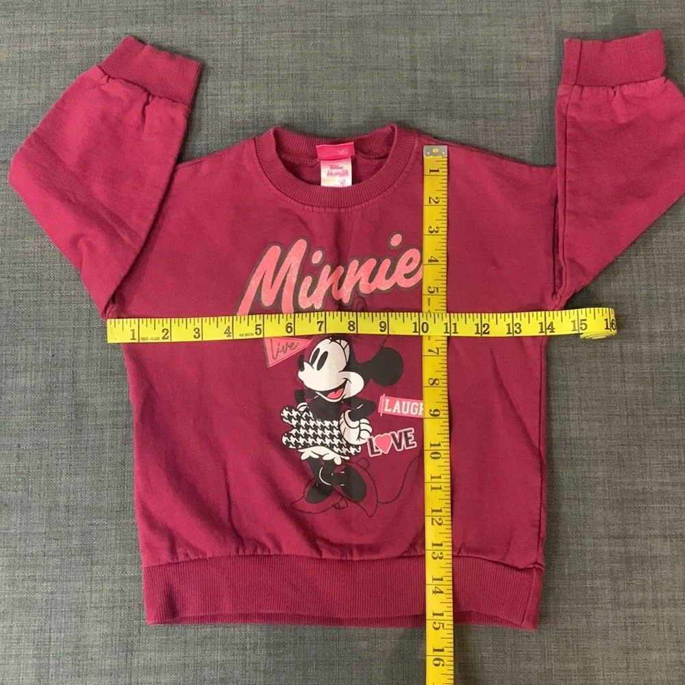 Disney Junior Minnie Girls Sweatshirt Burgundy 3T Graphic Casual Play Date
